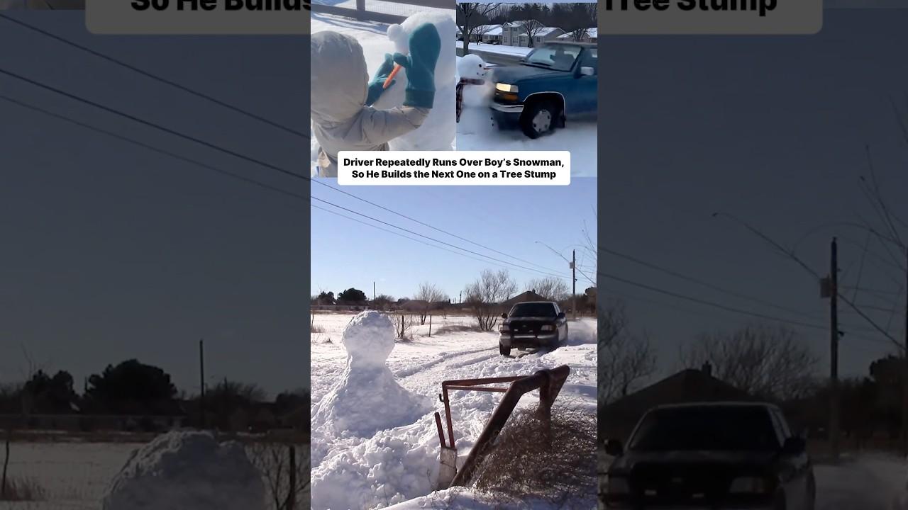 Driver Keeps Destroying a Boy’s Snowman—Then THIS Happens 😳